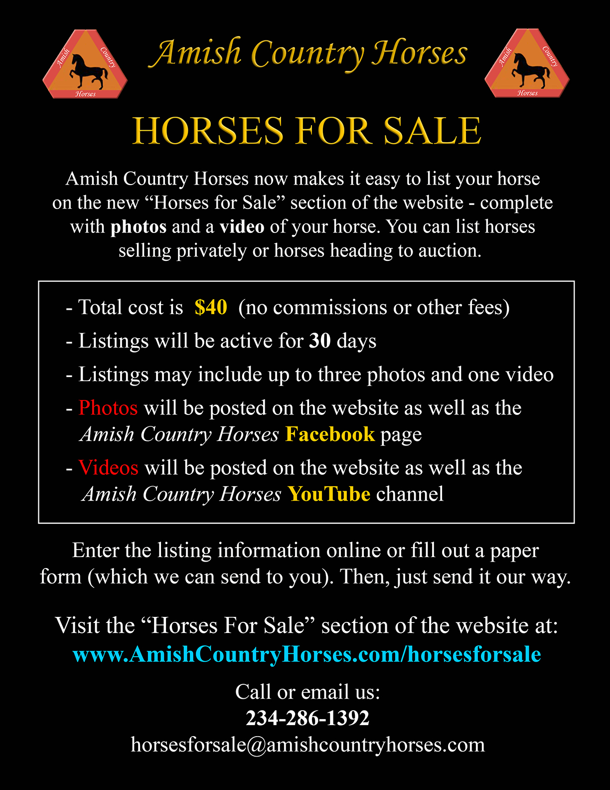 Amish Country Horses listing information